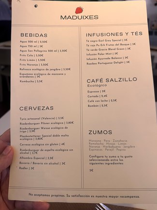 carta bebidas