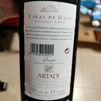Artadi Viñas de Gain Crianza 1997, DO Ca Rioja
