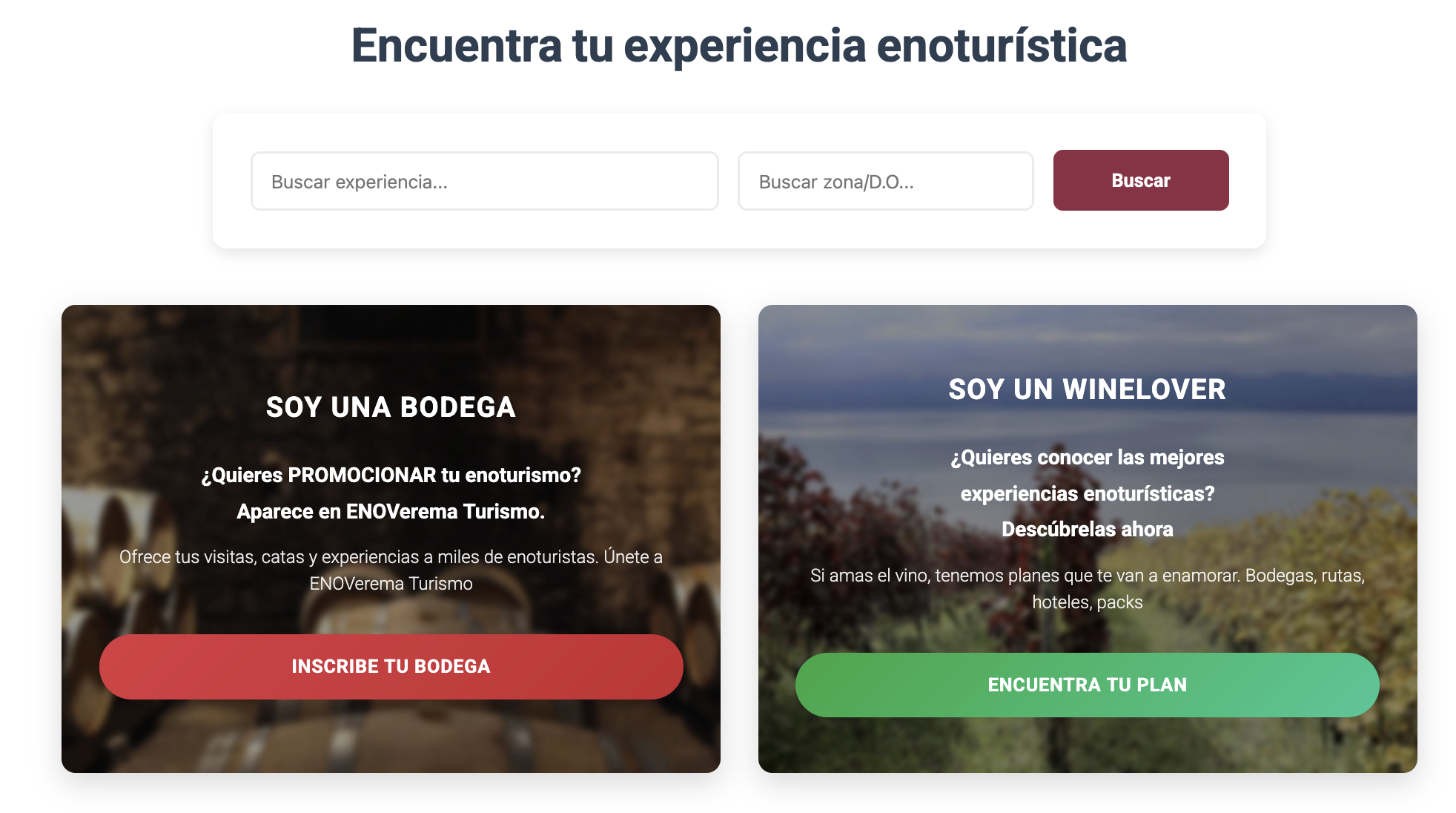 Página de la Sección de Enoturismo