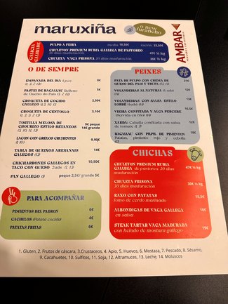 carta comidas