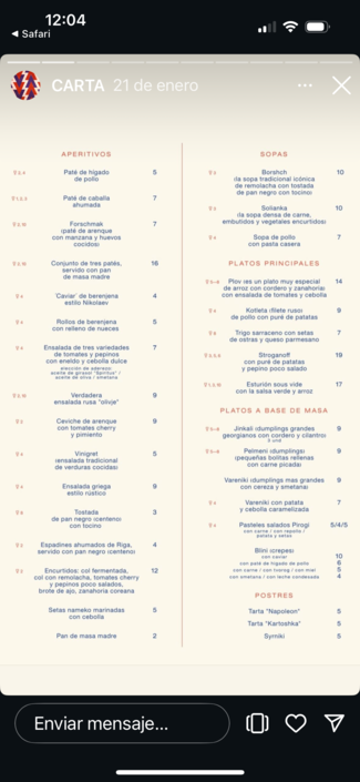 carta comida