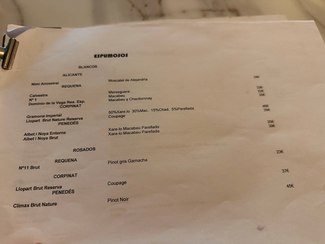 carta vinos espumosos