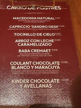 carta postres
