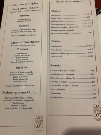 carta comidas