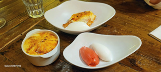 Postres : Torrija, Sorbet, Crema catalana