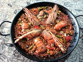 Un espectacular arroz sequito de langosta.