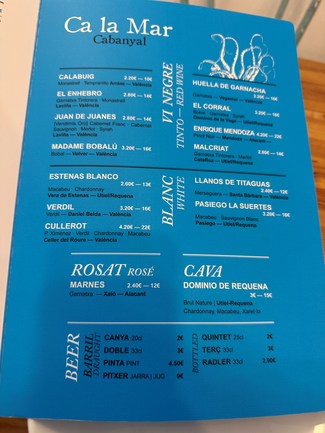 carta bebidas