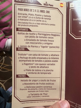 menu infantil