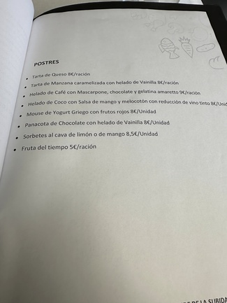 carta postres