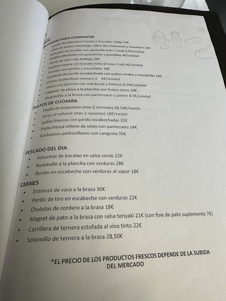 carta comidas