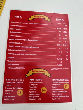 carta almuerzos