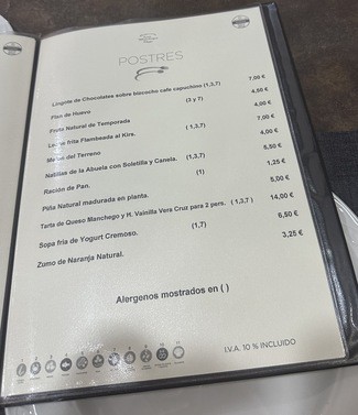 carta postres
