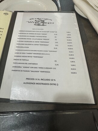 carta raciones