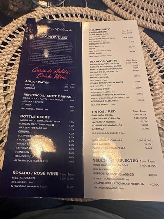 carta bebidas