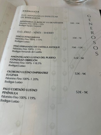 carta vinos generosos