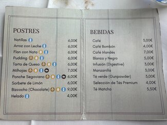 carta postres